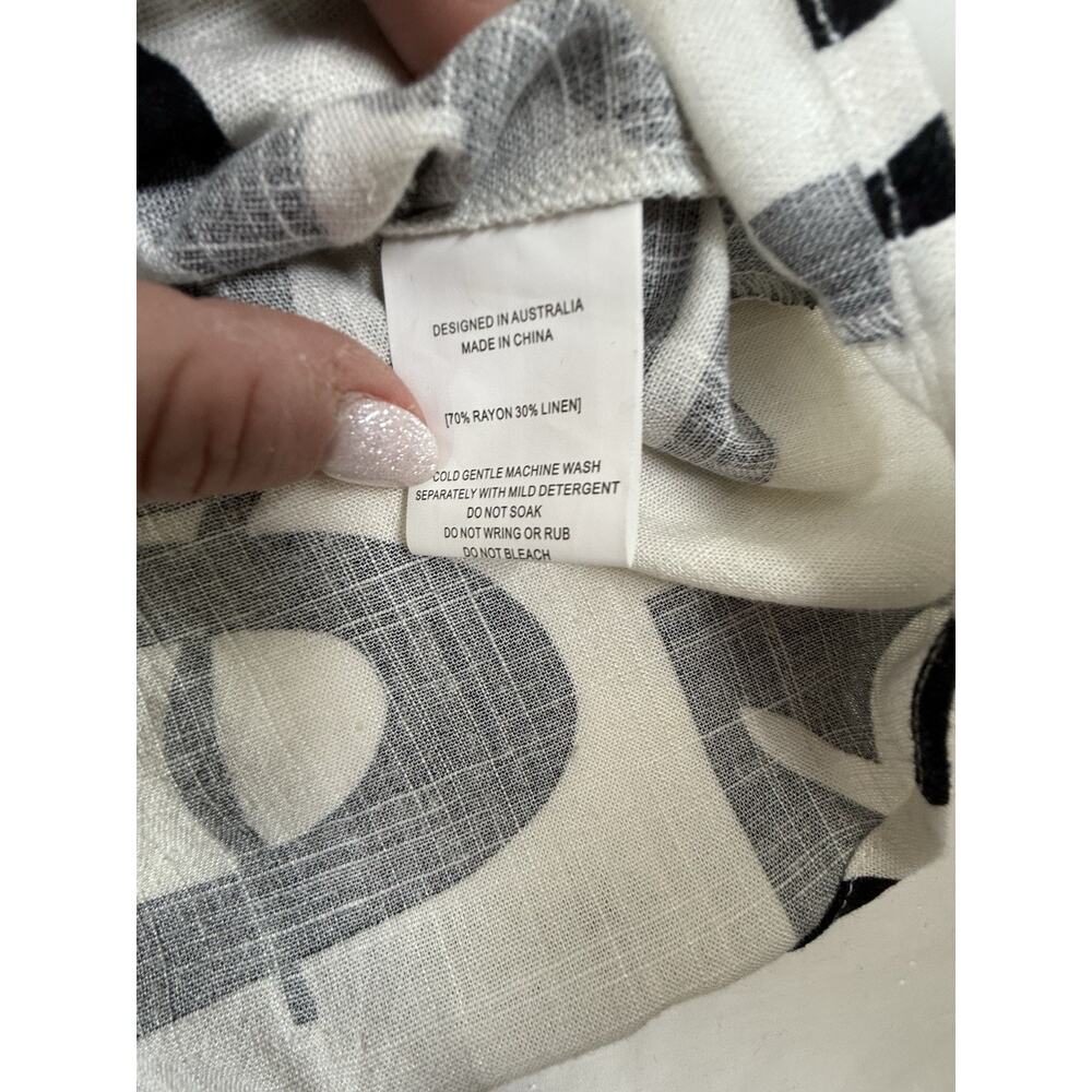 ANTHROPOLOGIE Paper Heart Black and Cream Patterned Linen Shirt XL - Picture 5 of 7